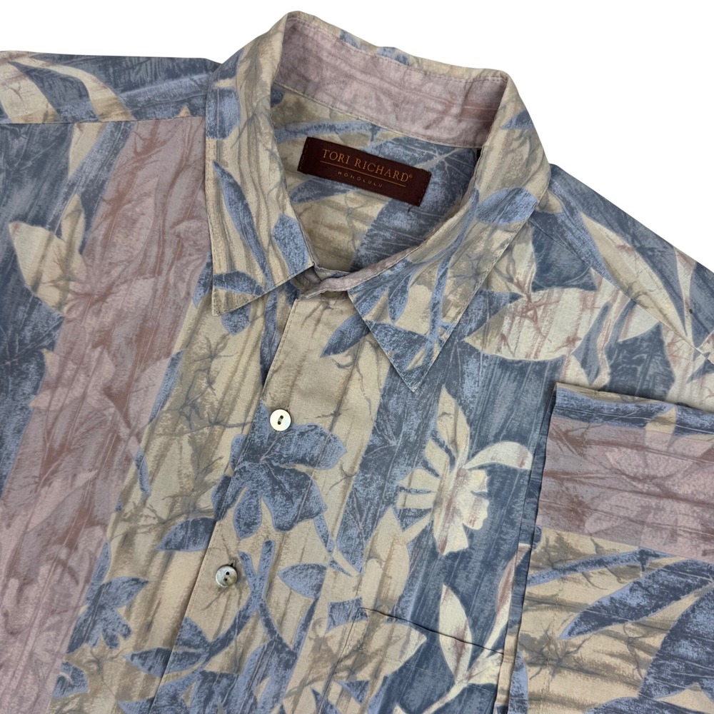 Tori Richard Honolulu Button Up Shirt Tropical Floral Cotton Lawn Men Large USA